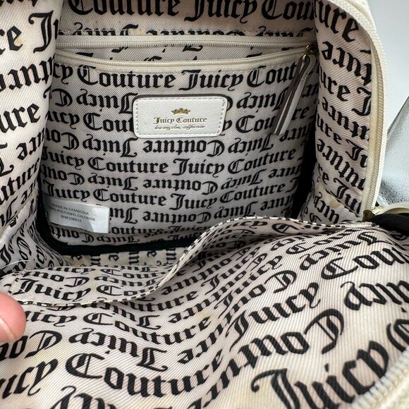 Juicy Couture Medium All White Vegan Leather Backpack Quilted Front Gold Accents - Picture 8 of 12